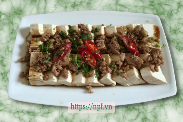Đậu phụ hấp xì dầu thịt băm