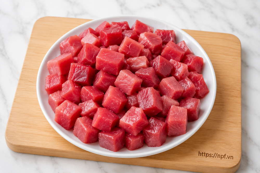 Cá ngừ cắt hạt lựu Cá ngừ cắt hạt lựu