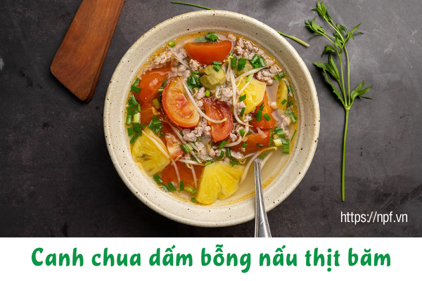 Canh chua dấm bỗng nấu thịt băm