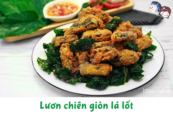 Lươn chiên giòn lá lốt