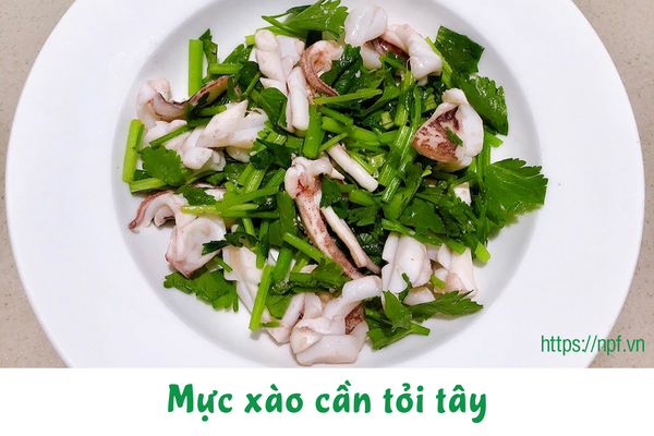 Mực xào cần tỏi tây