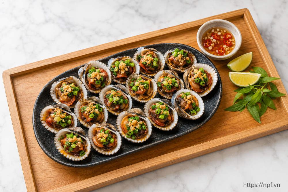 Sò huyết nướng mỡ hành